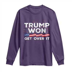 Trump Won Get Over It Long Sleeve Shirt US Election 2024 American Flag TS11 Purple Print Your Wear