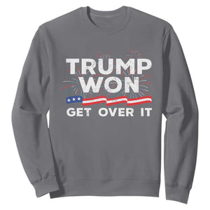 Trump Won Get Over It Sweatshirt US Election 2024 American Flag TS11 Charcoal Print Your Wear