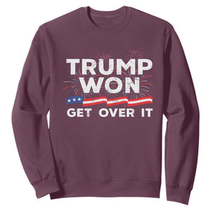 Trump Won Get Over It Sweatshirt US Election 2024 American Flag TS11 Maroon Print Your Wear