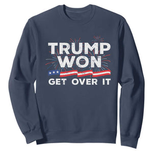 Trump Won Get Over It Sweatshirt US Election 2024 American Flag TS11 Navy Print Your Wear