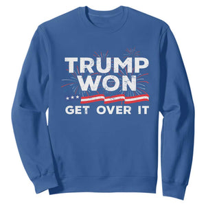 Trump Won Get Over It Sweatshirt US Election 2024 American Flag TS11 Royal Blue Print Your Wear