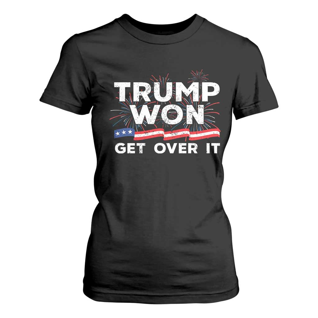 Trump Won Get Over It T Shirt For Women US Election 2024 American Flag TS11 Black Print Your Wear