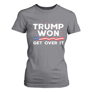 Trump Won Get Over It T Shirt For Women US Election 2024 American Flag TS11 Charcoal Print Your Wear