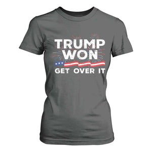 Trump Won Get Over It T Shirt For Women US Election 2024 American Flag TS11 Dark Heather Print Your Wear