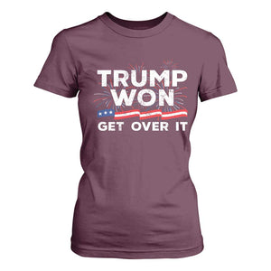 Trump Won Get Over It T Shirt For Women US Election 2024 American Flag TS11 Maroon Print Your Wear