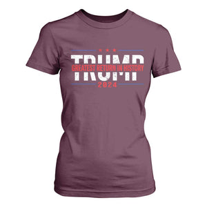 Trump Supporter T Shirt For Women Trump Greatest Return In History 2024 TS11 Maroon Print Your Wear