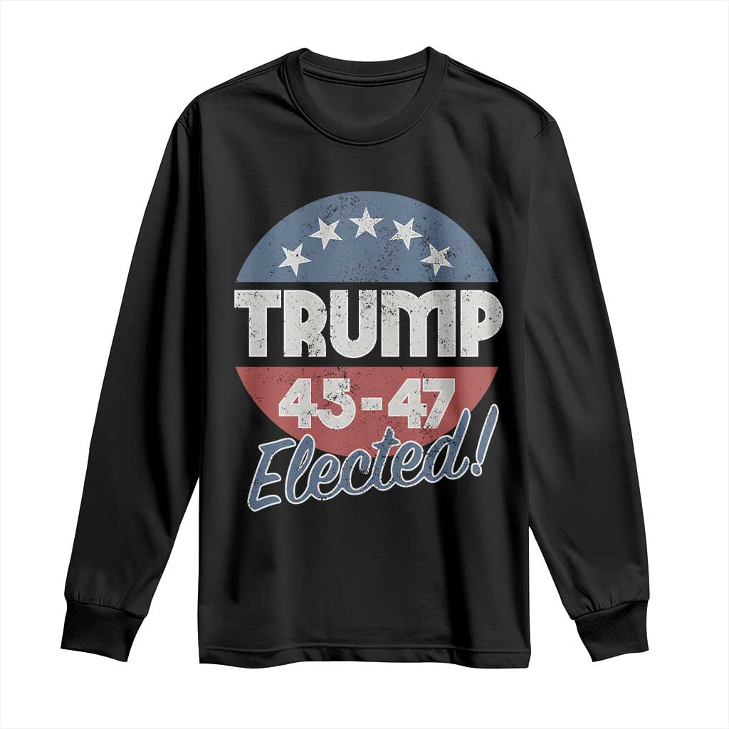 Trump For President Long Sleeve Shirt Trump Elected 45 47 American Flag TS11 Black Print Your Wear