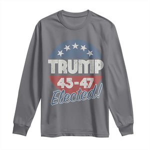 Trump For President Long Sleeve Shirt Trump Elected 45 47 American Flag TS11 Charcoal Print Your Wear