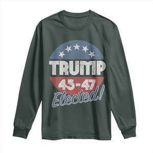 Trump For President Long Sleeve Shirt Trump Elected 45 47 American Flag TS11 Dark Forest Green Print Your Wear