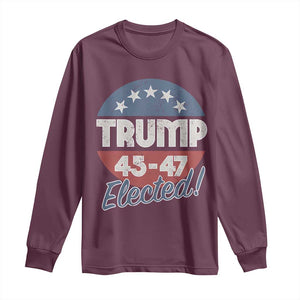 Trump For President Long Sleeve Shirt Trump Elected 45 47 American Flag TS11 Maroon Print Your Wear