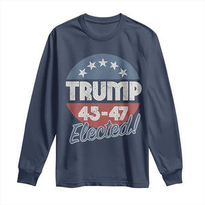 Trump For President Long Sleeve Shirt Trump Elected 45 47 American Flag TS11 Navy Print Your Wear