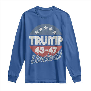 Trump For President Long Sleeve Shirt Trump Elected 45 47 American Flag TS11 Royal Blue Print Your Wear