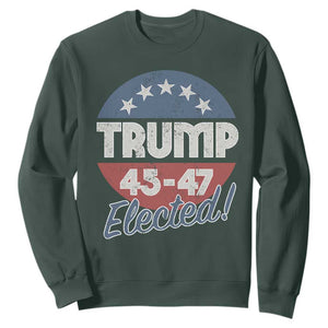 Trump For President Sweatshirt Trump Elected 45 47 American Flag TS11 Dark Forest Green Print Your Wear