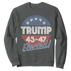 Trump For President Sweatshirt Trump Elected 45 47 American Flag TS11 Dark Heather Print Your Wear