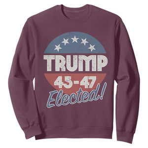 Trump For President Sweatshirt Trump Elected 45 47 American Flag TS11 Maroon Print Your Wear