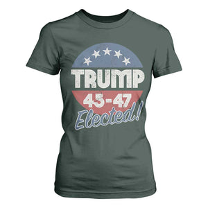 Trump For President T Shirt For Women Trump Elected 45 47 American Flag TS11 Dark Forest Green Print Your Wear