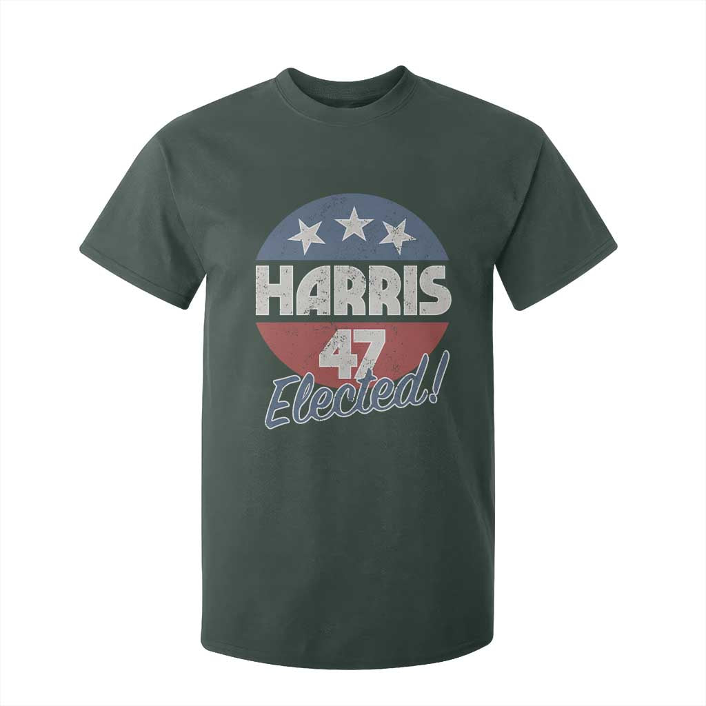 Harris For President T Shirt For Kid Harris Elected 47 American Flag TS11 Dark Forest Green Print Your Wear