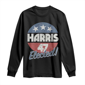 Harris For President Long Sleeve Shirt Harris Elected 47 American Flag TS11 Black Print Your Wear