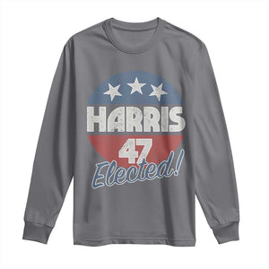 Harris For President Long Sleeve Shirt Harris Elected 47 American Flag TS11 Charcoal Print Your Wear