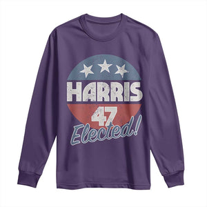 Harris For President Long Sleeve Shirt Harris Elected 47 American Flag TS11 Purple Print Your Wear