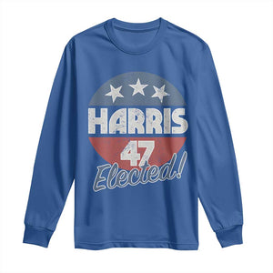 Harris For President Long Sleeve Shirt Harris Elected 47 American Flag TS11 Royal Blue Print Your Wear