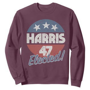 Harris For President Sweatshirt Harris Elected 47 American Flag TS11 Maroon Print Your Wear