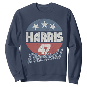 Harris For President Sweatshirt Harris Elected 47 American Flag TS11 Navy Print Your Wear