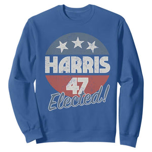 Harris For President Sweatshirt Harris Elected 47 American Flag TS11 Royal Blue Print Your Wear