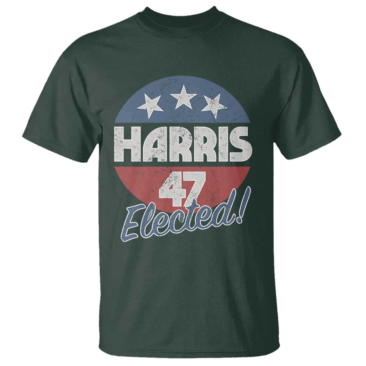 Harris For President T Shirt Harris Elected 47 American Flag TS11 Dark Forest Green Print Your Wear