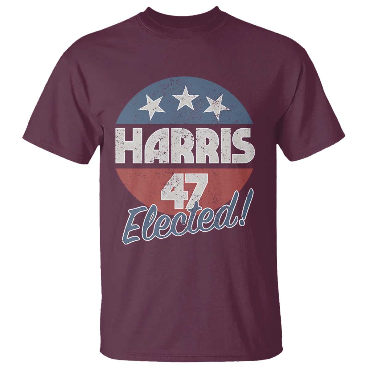 Harris For President T Shirt Harris Elected 47 American Flag TS11 Maroon Print Your Wear