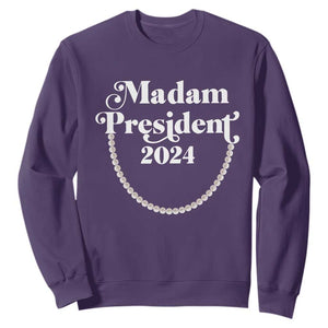 Harris Supporter Sweatshirt Madam President 2024 First Female President Election TS11 Purple Print Your Wear