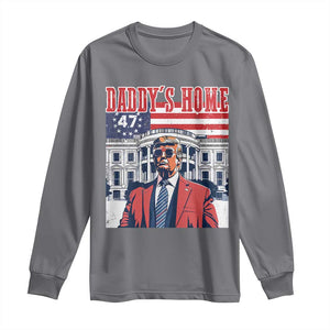 Funny Trump 2024 Long Sleeve Shirt Daddy's Home The 47th US President Vintage Betsy American Flag TS11 Charcoal Print Your Wear