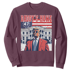 Funny Trump 2024 Sweatshirt Daddy's Home The 47th US President Vintage Betsy American Flag TS11 Maroon Print Your Wear