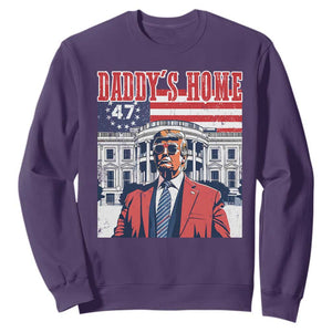 Funny Trump 2024 Sweatshirt Daddy's Home The 47th US President Vintage Betsy American Flag TS11 Purple Print Your Wear