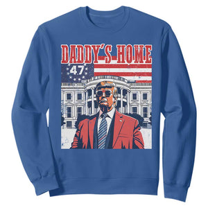 Funny Trump 2024 Sweatshirt Daddy's Home The 47th US President Vintage Betsy American Flag TS11 Royal Blue Print Your Wear