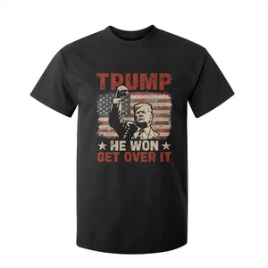 Trump Won 2024 T Shirt For Kid He Won Get Over It Vintage American Flag TS11 Black Print Your Wear