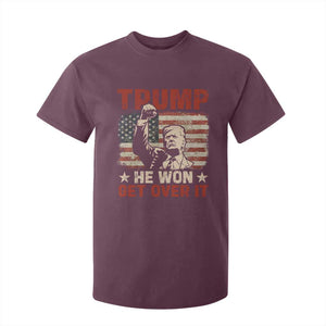 Trump Won 2024 T Shirt For Kid He Won Get Over It Vintage American Flag TS11 Maroon Print Your Wear