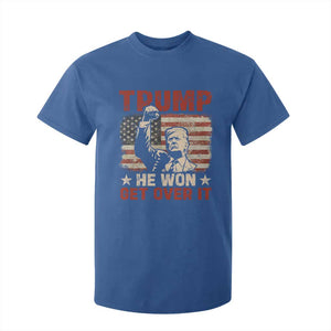 Trump Won 2024 T Shirt For Kid He Won Get Over It Vintage American Flag TS11 Royal Blue Print Your Wear