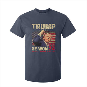 Trump Won 2024 T Shirt For Kid He Won Greatest Return In History The 47th US President TS11 Navy Print Your Wear