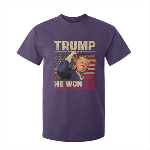 Trump Won 2024 T Shirt For Kid He Won Greatest Return In History The 47th US President TS11 Purple Print Your Wear