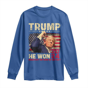 Trump Won 2024 Long Sleeve Shirt He Won Greatest Return In History The 47th US President TS11 Royal Blue Print Your Wear