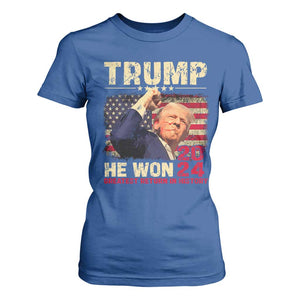 Trump Won 2024 T Shirt For Women He Won Greatest Return In History The 47th US President TS11 Royal Blue Print Your Wear