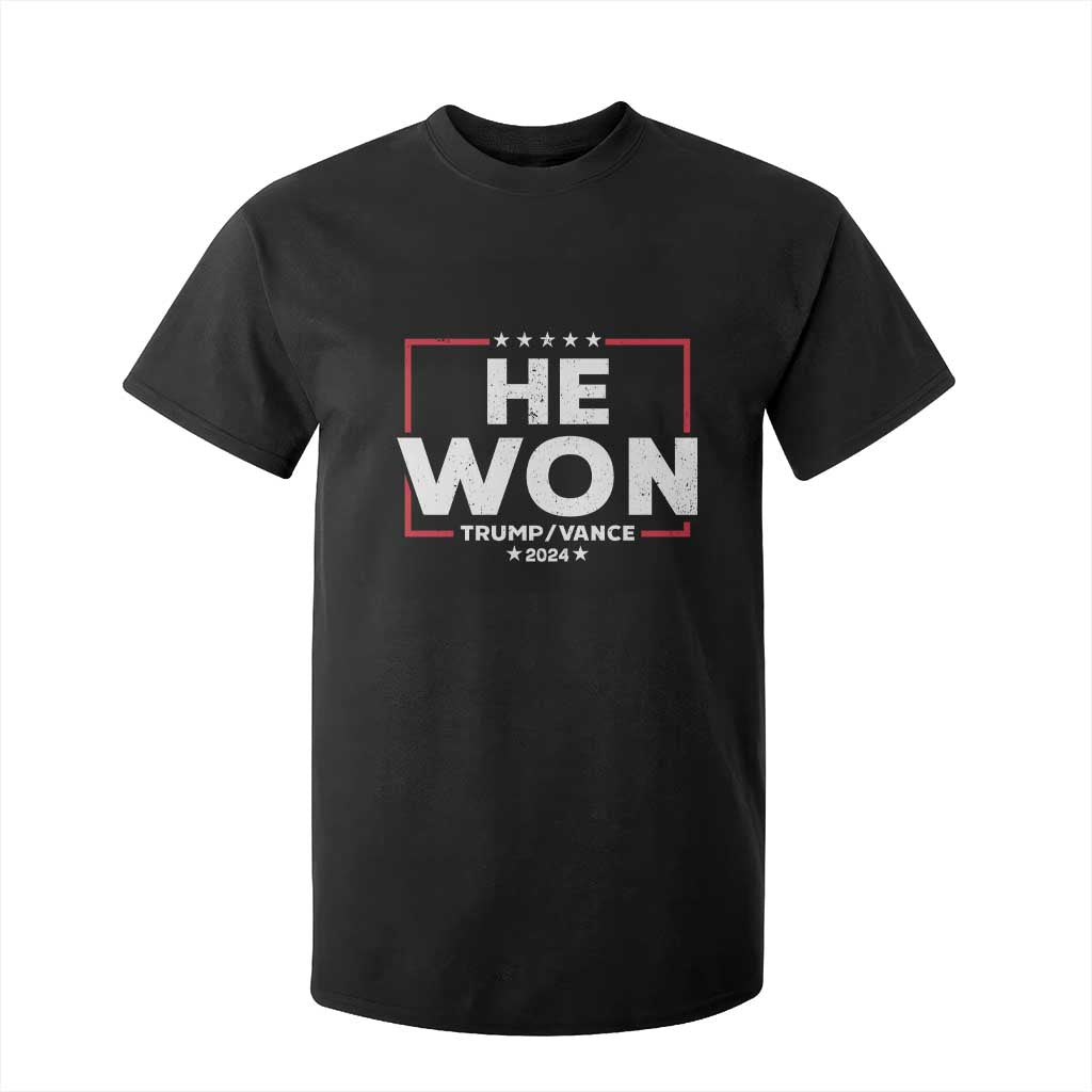 Trump He Won 2024 T Shirt For Kid The 47th US President Trump Vance TS11 Black Print Your Wear