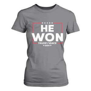 Trump He Won 2024 T Shirt For Women The 47th US President Trump Vance TS11 Charcoal Print Your Wear