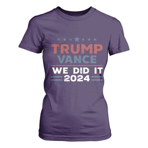 Trump Vance We Did It 2024 T Shirt For Women Trump Won President 45 47 American Flag TS11 Purple Print Your Wear