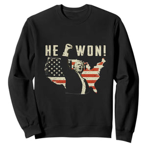 Trump He Won 2024 Sweatshirt The 47th US President Vintage American Flag TS11 Black Print Your Wear