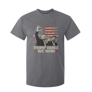 Trump Vance We Won 2024 T Shirt For Kid The 47th US President Betsy American Flag TS11 Charcoal Print Your Wear