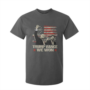 Trump Vance We Won 2024 T Shirt For Kid The 47th US President Betsy American Flag TS11 Dark Heather Print Your Wear