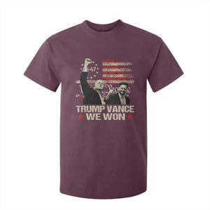 Trump Vance We Won 2024 T Shirt For Kid The 47th US President Betsy American Flag TS11 Maroon Print Your Wear