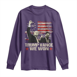 Trump Vance We Won 2024 Long Sleeve Shirt The 47th US President Betsy American Flag TS11 Purple Print Your Wear